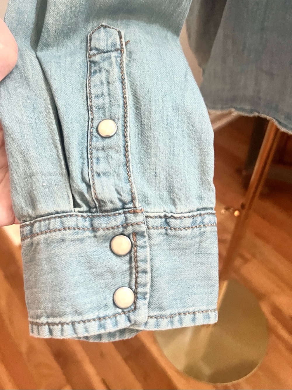 Wrangler Light Wash Denim Western Button-Down Shirt - Picture 8 of 11
